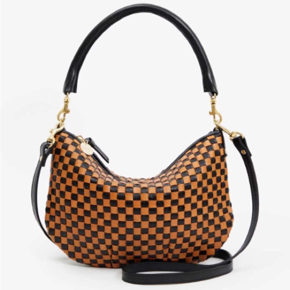 Clare V Tan and Black Checkered Shoulder Bag
